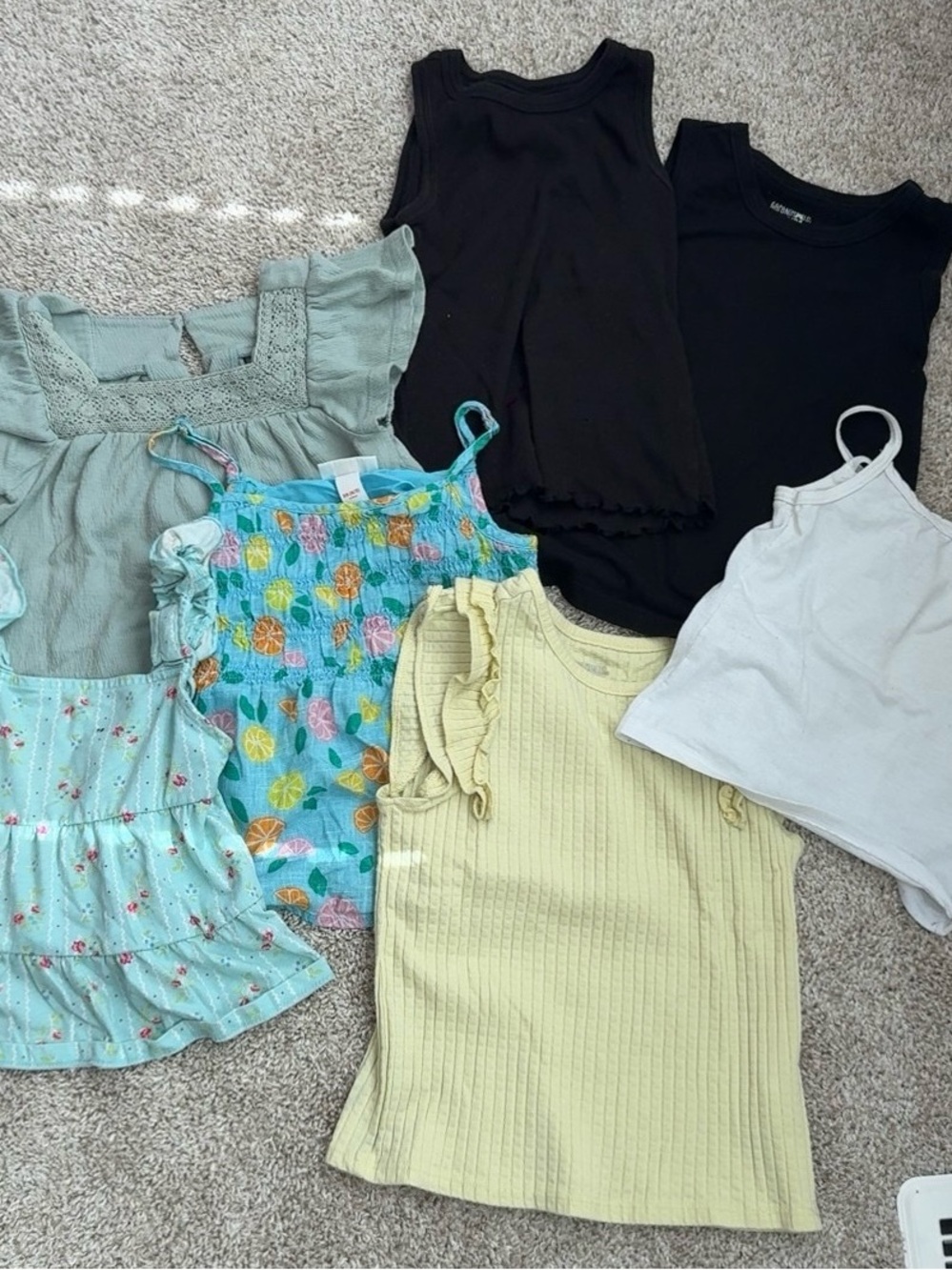 Assorted Kids Tank Tops & Sleeveless Shirts - Yellow, Black, White, Mint, Multi